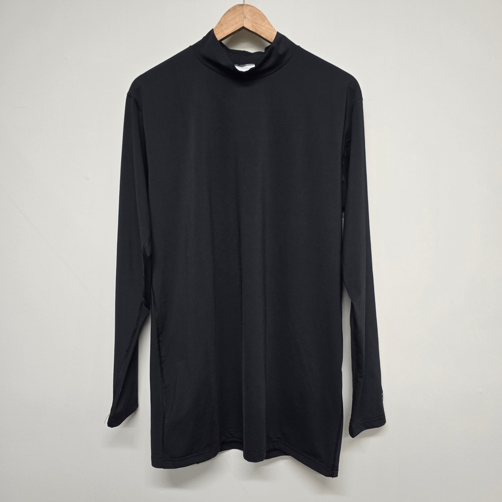 Duofold Mock Neck Base Layer Top Mens Large Black Polyester Spandex Activewear